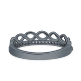 Half Eternity Infinity Twisted Shank Wedding Ring Band Round Simulated Cubic Zirconia 925 Sterling Silver