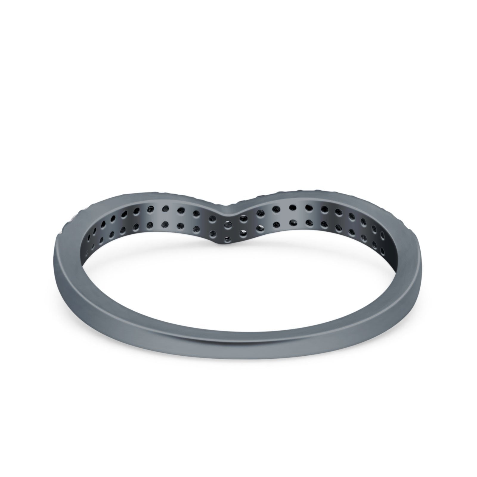 Half Eternity Ring Wedding Band Round Simulated Cubic Zirconia 925 Sterling Silver (4mm)