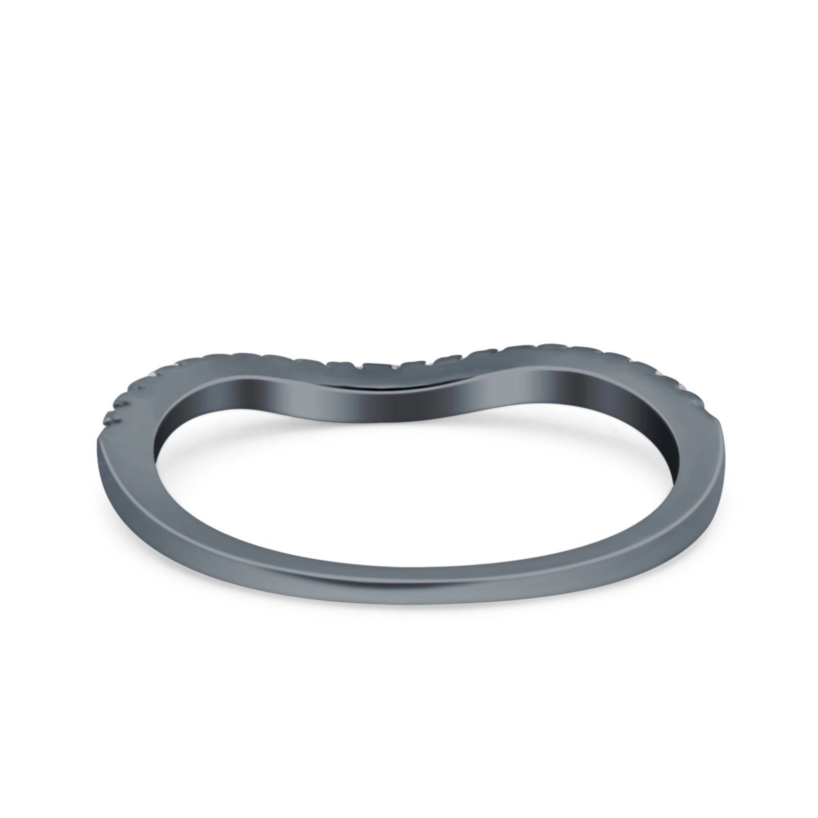 Fashion Half Eternity Ring Round Simulated Cubic Zirconia 925 Sterling Silver (4mm)