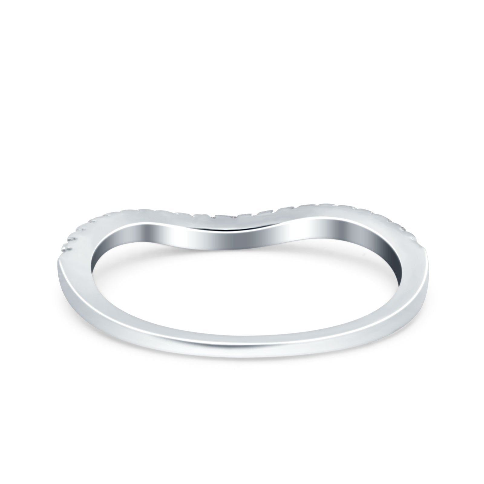 Fashion Half Eternity Ring Round Simulated Cubic Zirconia 925 Sterling Silver (4mm)