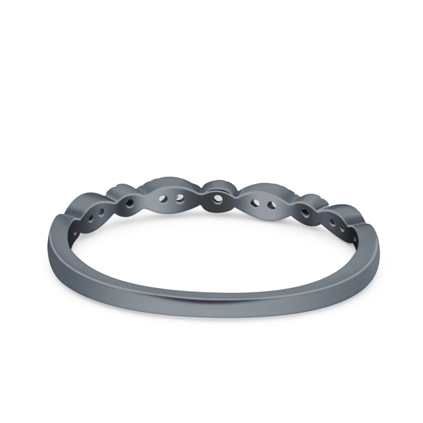 Half Eternity Ring Wedding Band Round Simulated Cubic Zirconia 925 Sterling Silver (2mm)