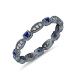 Full Eternity Stackable Ring Wedding Band Round Simulated Cubic Zirconia 925 Sterling Silver (3mm)