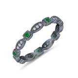 Full Eternity Stackable Ring Wedding Band Round Simulated Cubic Zirconia 925 Sterling Silver (3mm)