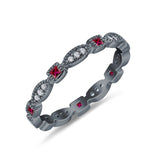 Full Eternity Stackable Ring Wedding Band Round Simulated Cubic Zirconia 925 Sterling Silver (3mm)