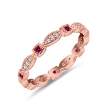 Full Eternity Stackable Ring Wedding Band Round Simulated Cubic Zirconia 925 Sterling Silver (3mm)