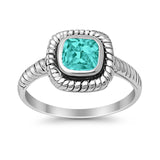 Cable Shank Design Wedding Ring Simulated Cubic Zirconia 925 Sterling Silver