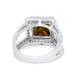 Halo Princess Shape Engagement Ring Simulated CZ 925 Sterling Silver