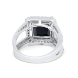 Halo Princess Shape Engagement Ring Simulated CZ 925 Sterling Silver