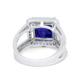 Halo Princess Shape Engagement Ring Simulated CZ 925 Sterling Silver