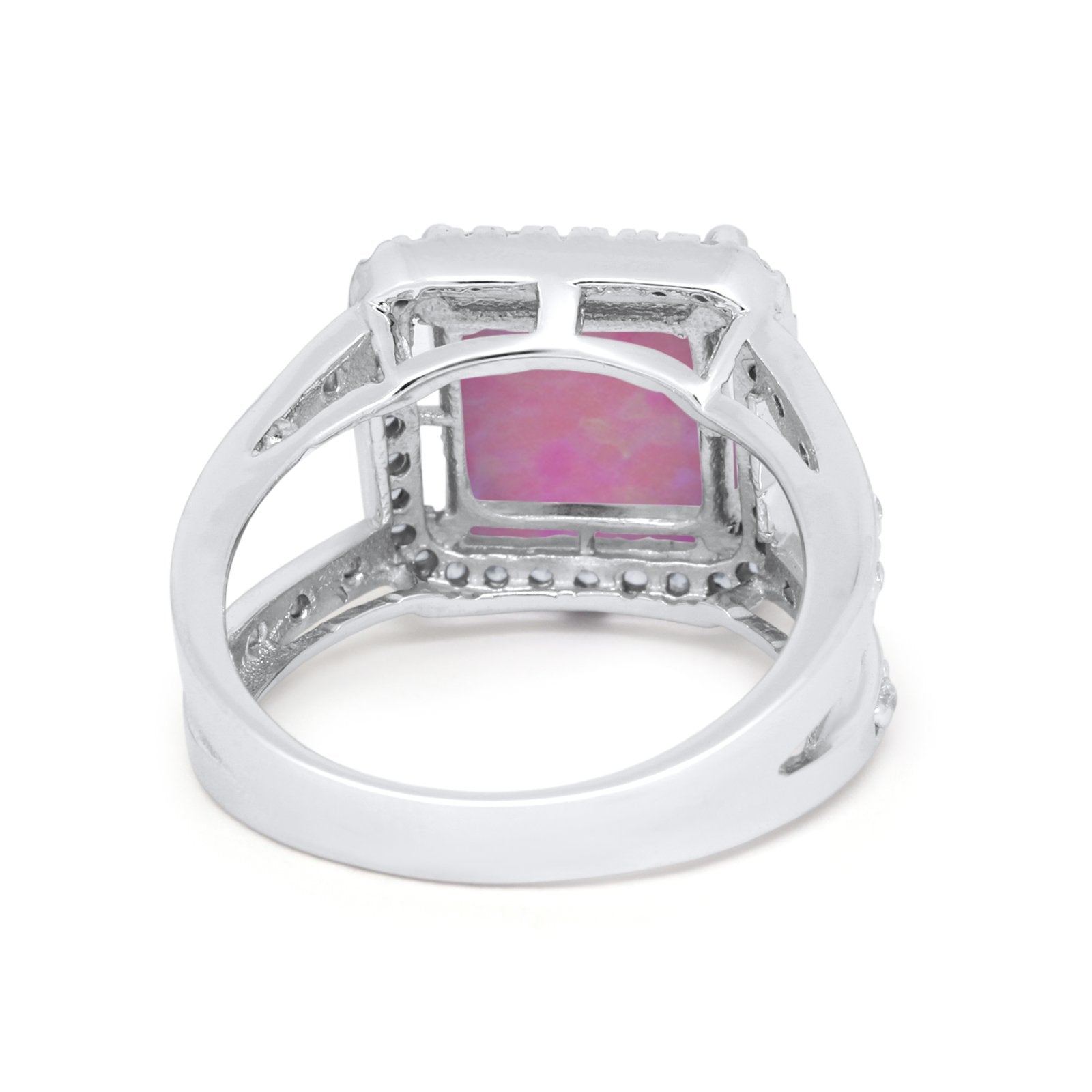 Halo Princess Shape Engagement Ring Simulated CZ 925 Sterling Silver