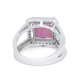Halo Princess Shape Engagement Ring Simulated CZ 925 Sterling Silver