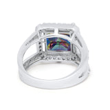 Halo Princess Shape Engagement Ring Simulated CZ 925 Sterling Silver