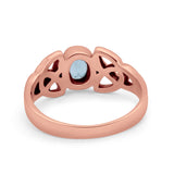 Celtic Ring Oval Bezel Simulated CZ 925 Sterling Silver