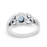 Celtic Ring Oval Bezel Simulated CZ 925 Sterling Silver
