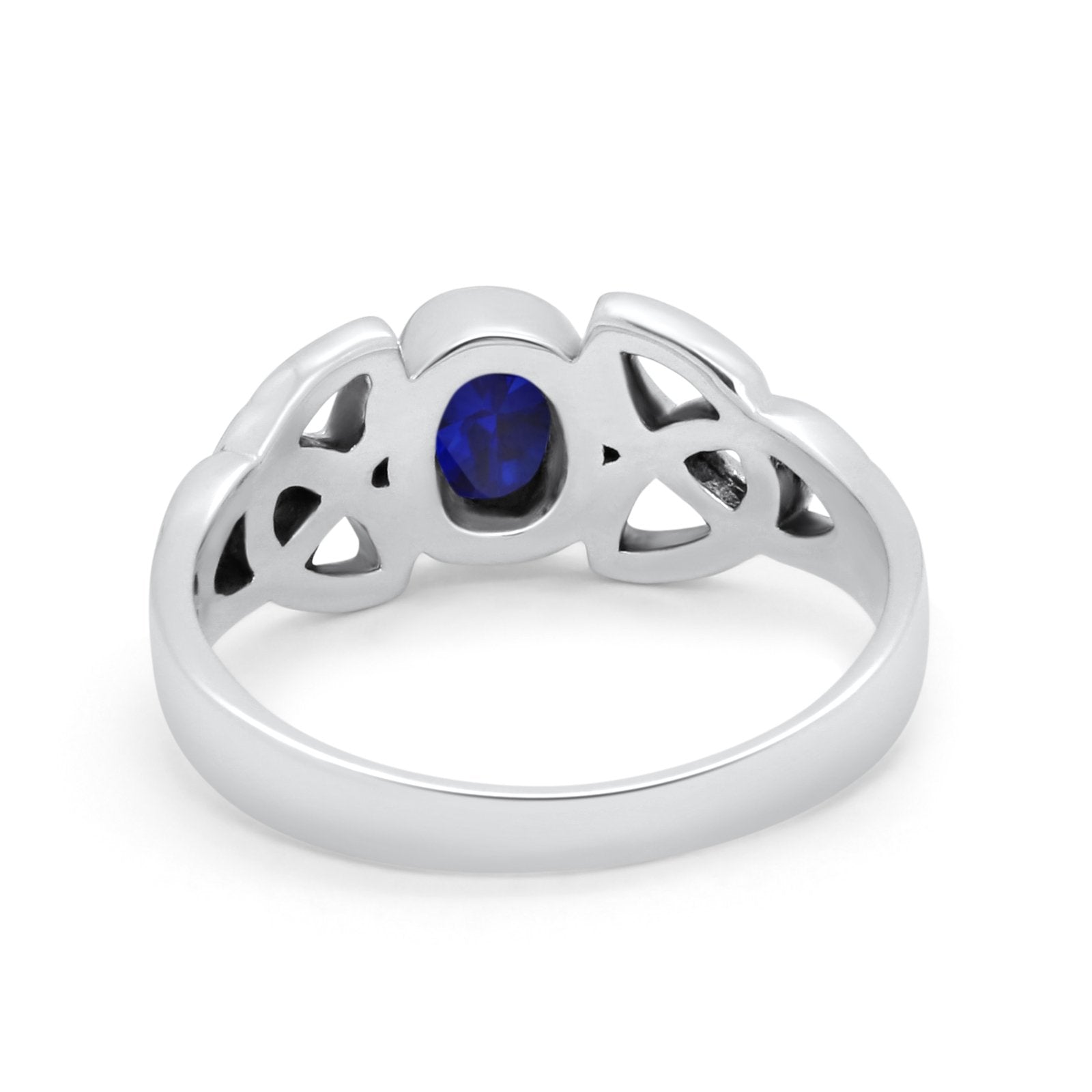 Celtic Ring Oval Bezel Simulated CZ 925 Sterling Silver