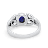 Celtic Ring Oval Bezel Simulated CZ 925 Sterling Silver