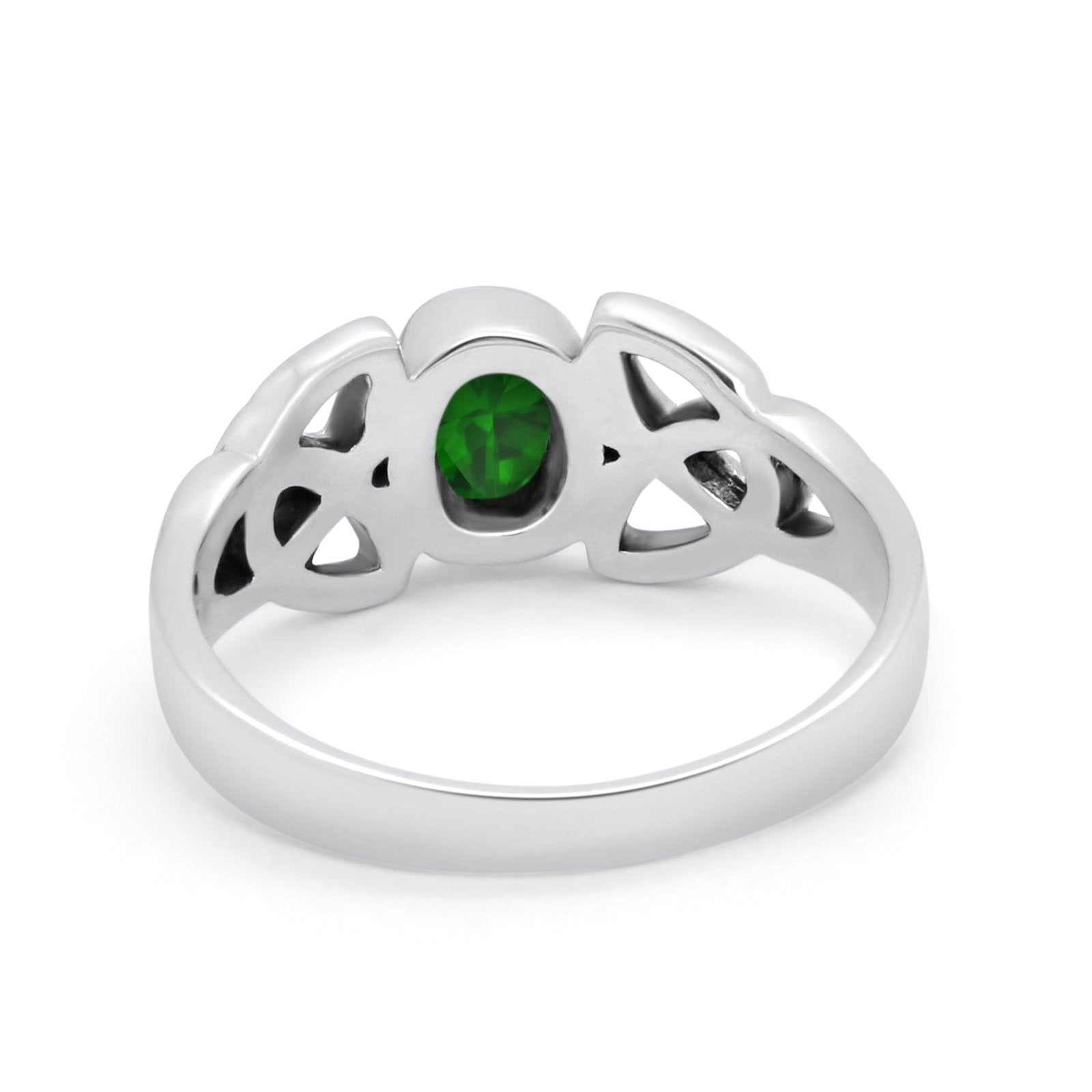 Celtic Ring Oval Bezel Simulated CZ 925 Sterling Silver