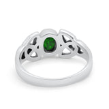 Celtic Ring Oval Bezel Simulated CZ 925 Sterling Silver