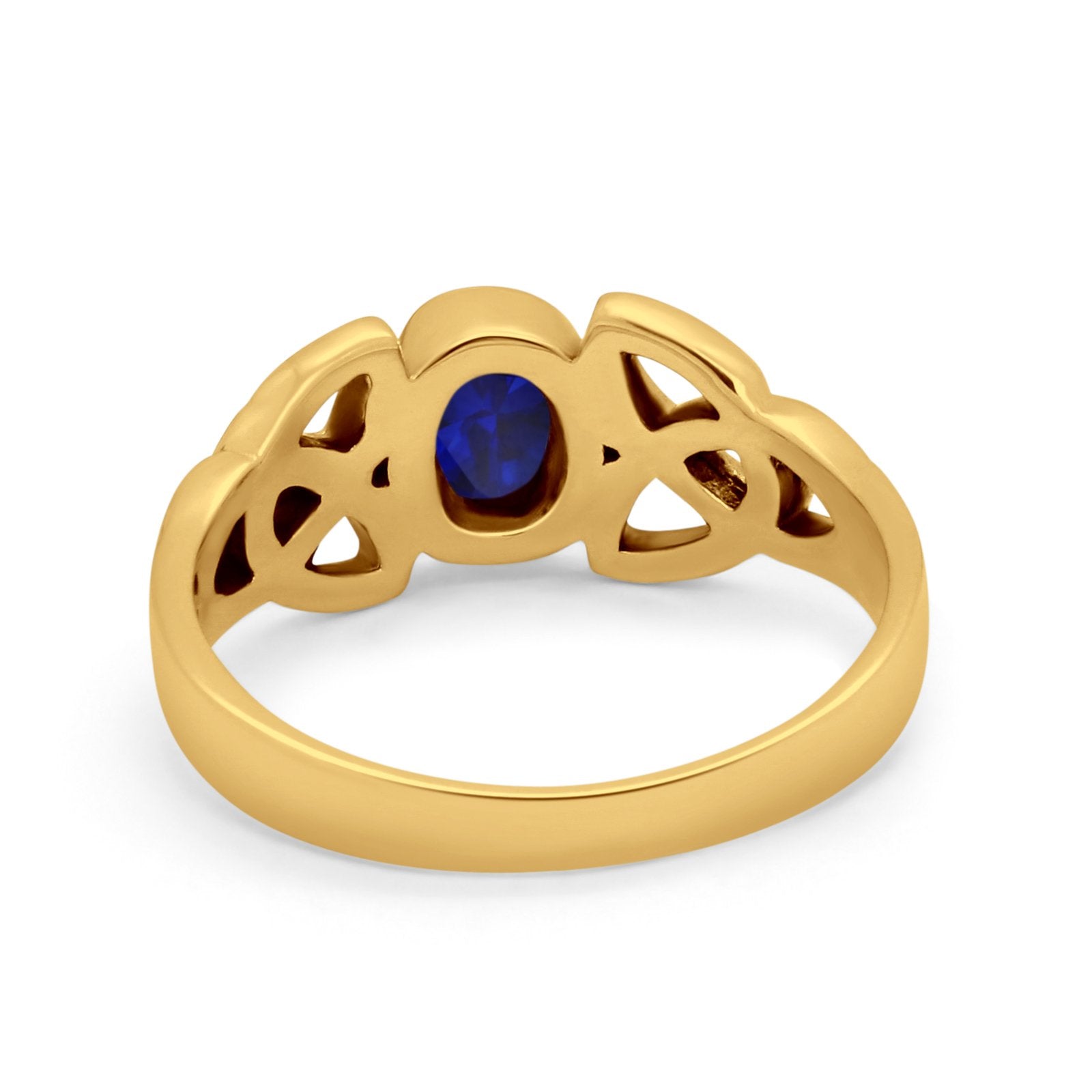 Celtic Ring Oval Bezel Simulated CZ 925 Sterling Silver
