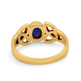 Celtic Ring Oval Bezel Simulated CZ 925 Sterling Silver