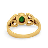 Celtic Ring Oval Bezel Simulated CZ 925 Sterling Silver