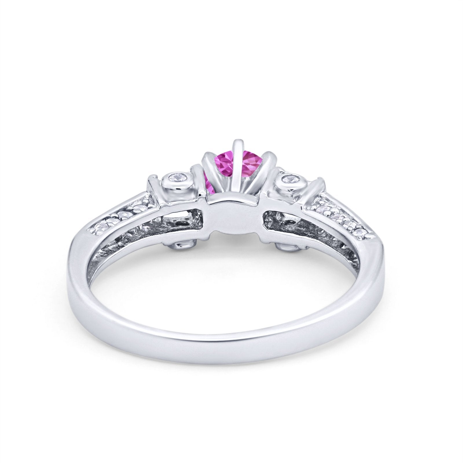 Solitaire Accent Wedding Ring Simulated Cubic Zirconia 925 Sterling Silver