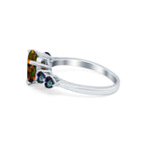 Heart Promise Wedding Ring Simulated Rainbow Cubic Zirconia 925 Sterling Silver
