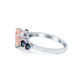 Heart Promise Wedding Ring Simulated Rainbow Cubic Zirconia 925 Sterling Silver