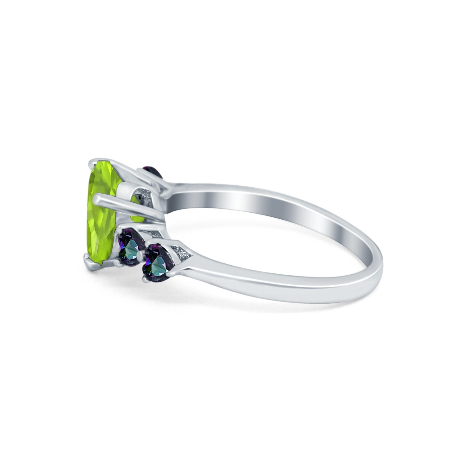 Heart Promise Wedding Ring Simulated Rainbow Cubic Zirconia 925 Sterling Silver