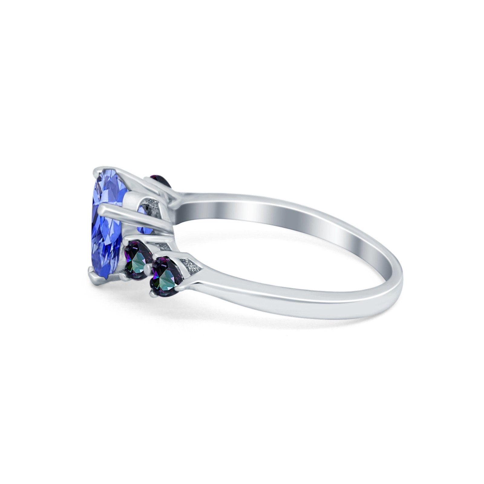 Heart Promise Wedding Ring Simulated Rainbow Cubic Zirconia 925 Sterling Silver