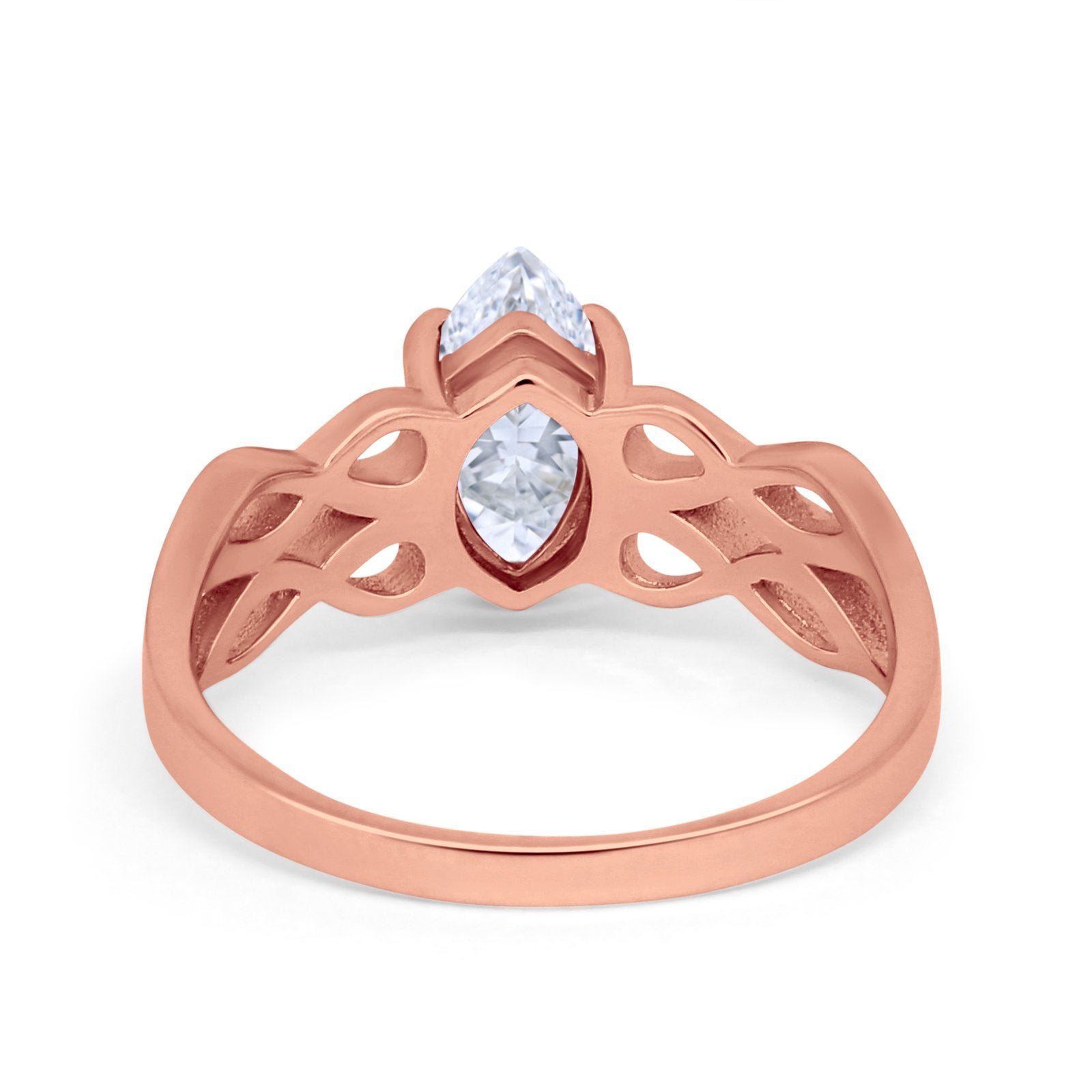 Marquise Simulated Cubic Zirconia Infinity Shank Ring 925 Sterling Silver