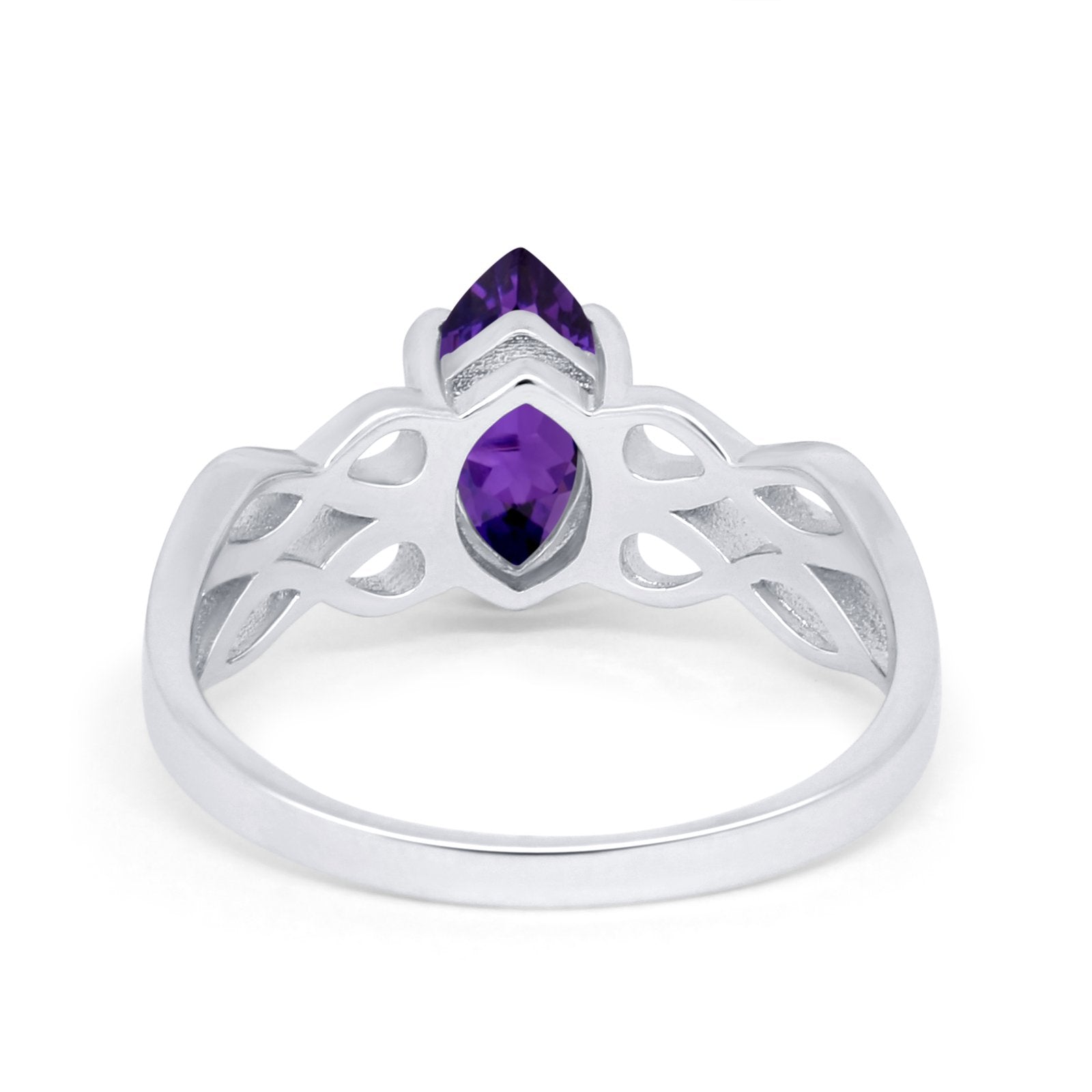 Marquise Simulated Cubic Zirconia Infinity Shank Ring 925 Sterling Silver