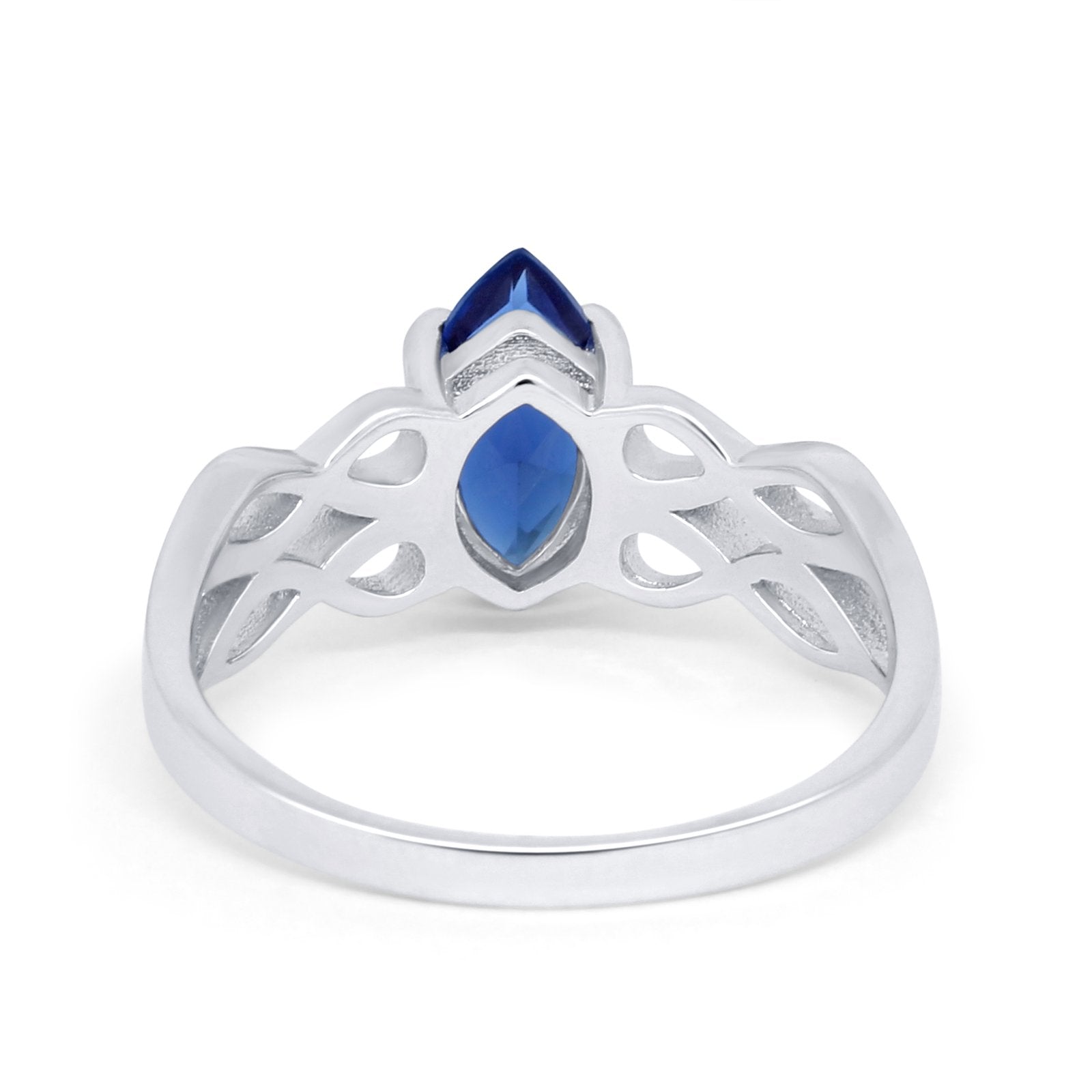 Marquise Simulated Cubic Zirconia Infinity Shank Ring 925 Sterling Silver