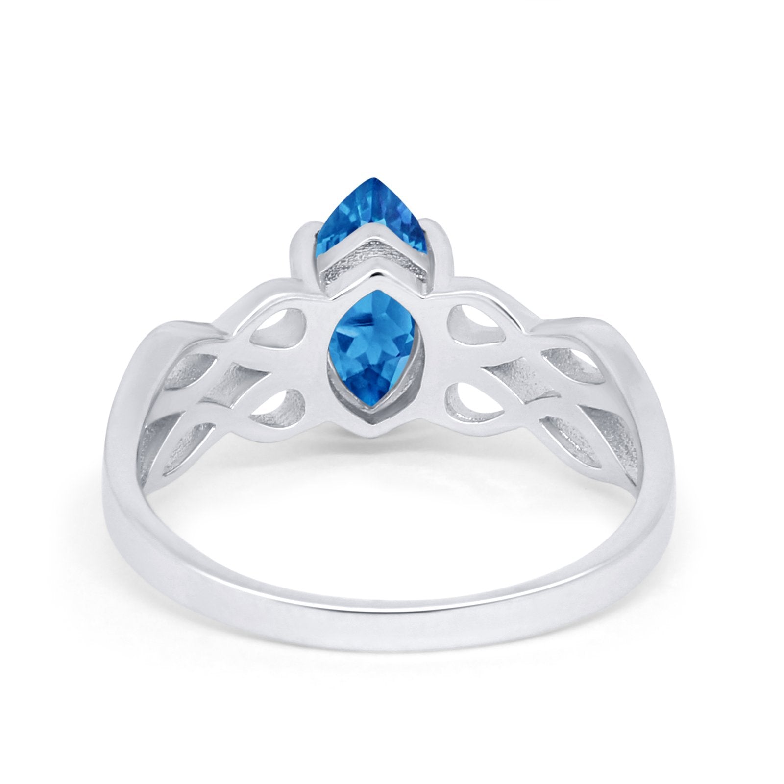 Marquise Simulated Cubic Zirconia Infinity Shank Ring 925 Sterling Silver