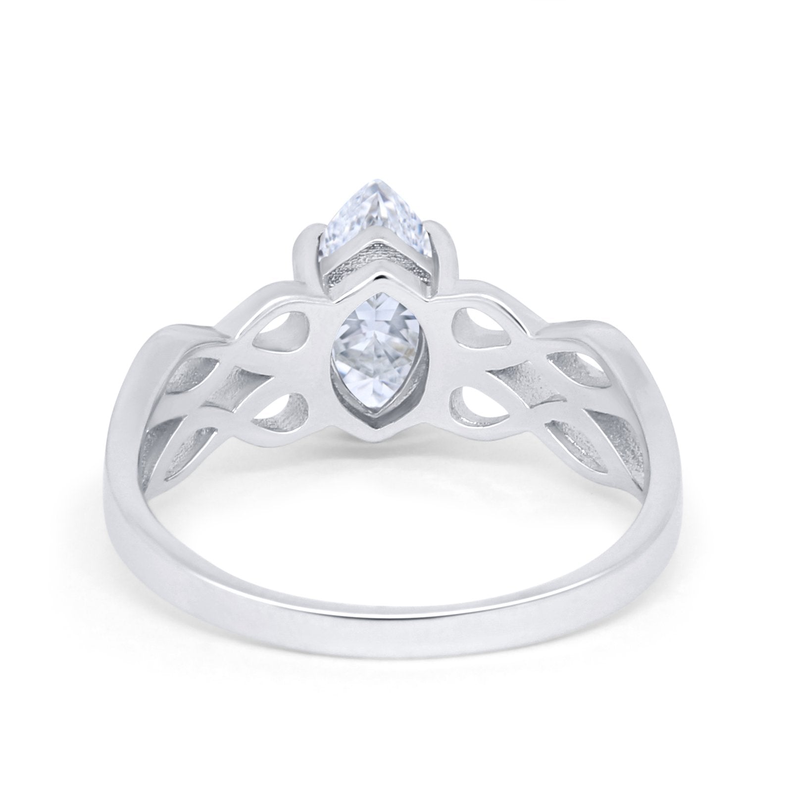 Marquise Simulated Cubic Zirconia Infinity Shank Ring 925 Sterling Silver