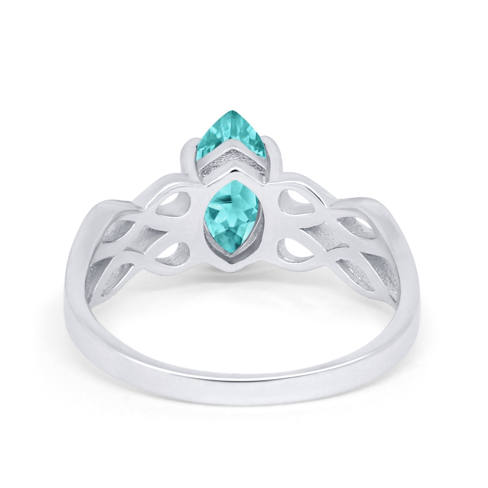 Marquise Simulated Cubic Zirconia Infinity Shank Ring 925 Sterling Silver