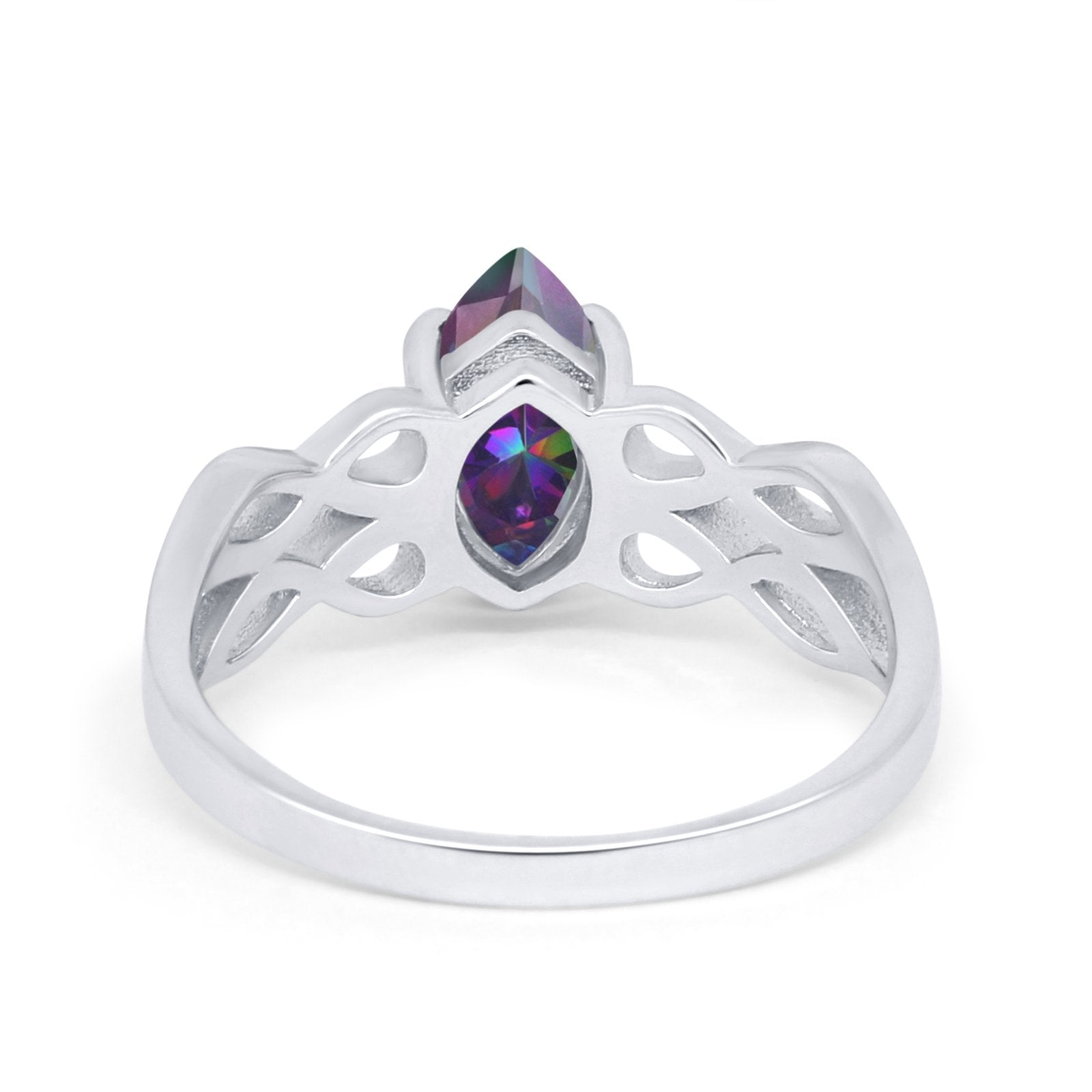 Marquise Simulated Cubic Zirconia Infinity Shank Ring 925 Sterling Silver