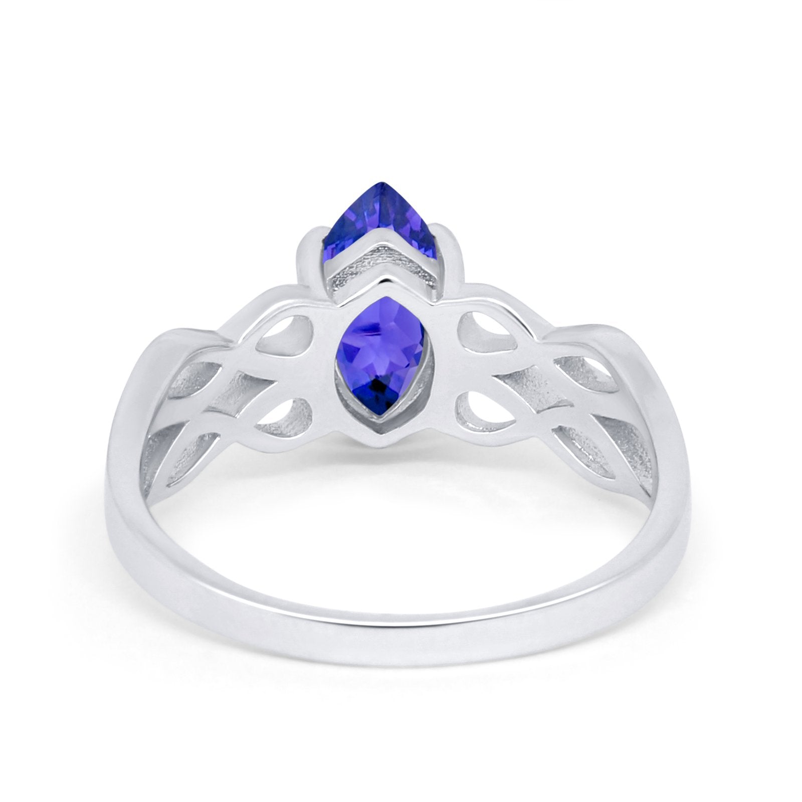 Marquise Simulated Cubic Zirconia Infinity Shank Ring 925 Sterling Silver