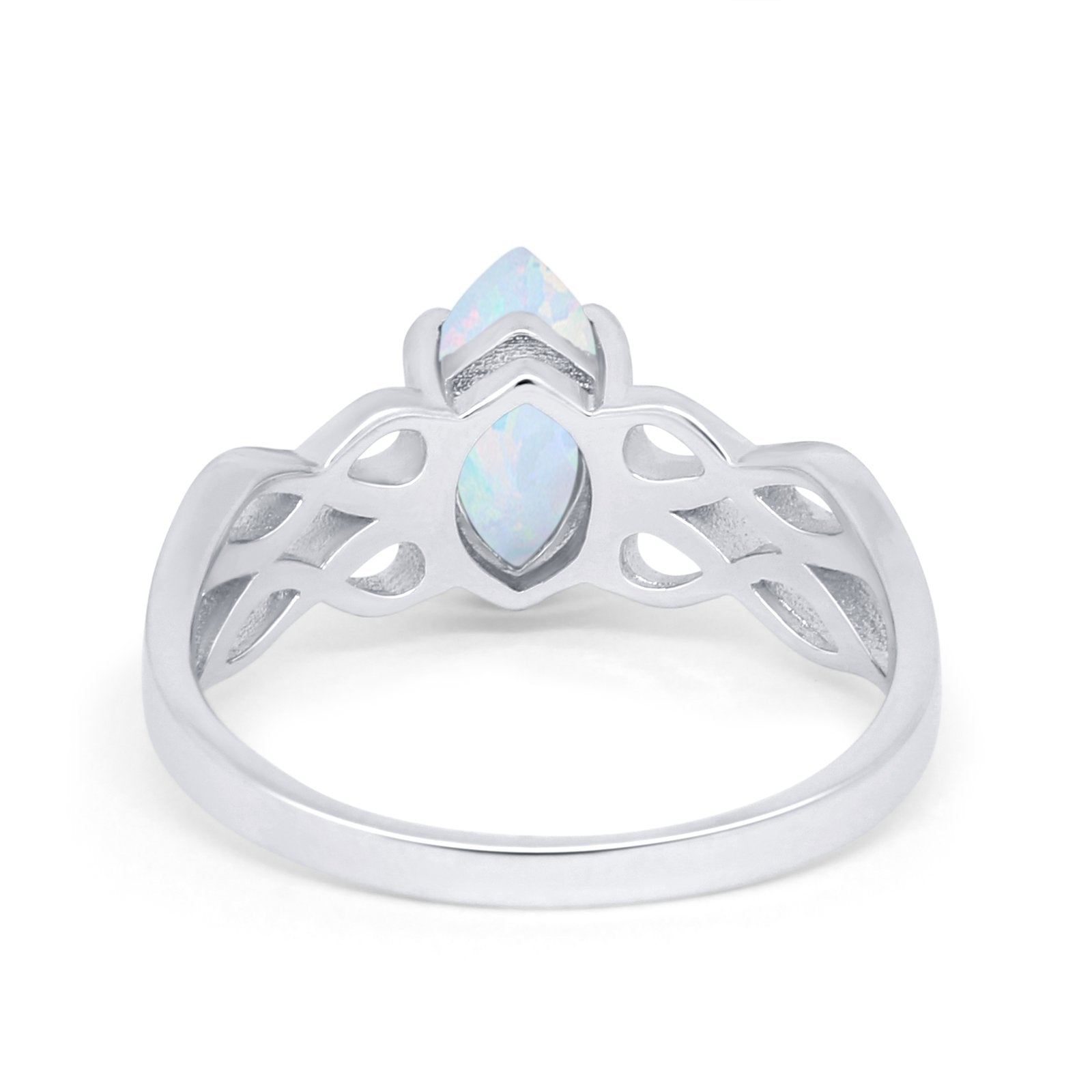 Marquise Simulated Cubic Zirconia Infinity Shank Ring 925 Sterling Silver