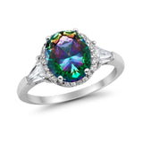 Cocktail Halo Wedding Ring Simulated Cubic Zirconia 925 Sterling Silver
