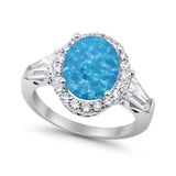 Halo Fashion Ring Round Baguette Simulated CZ 925 Sterling Silver