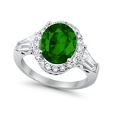 Halo Fashion Ring Round Baguette Simulated CZ 925 Sterling Silver