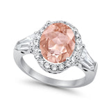 Halo Fashion Ring Round Baguette Simulated CZ 925 Sterling Silver