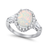 Halo Fashion Ring Round Baguette Simulated CZ 925 Sterling Silver