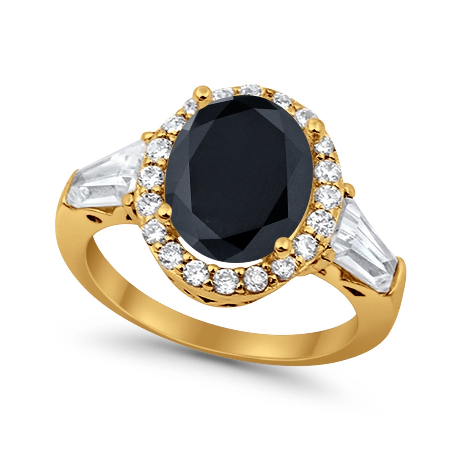 Halo Fashion Ring Round Baguette Simulated CZ 925 Sterling Silver