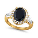 Halo Fashion Ring Round Baguette Simulated CZ 925 Sterling Silver