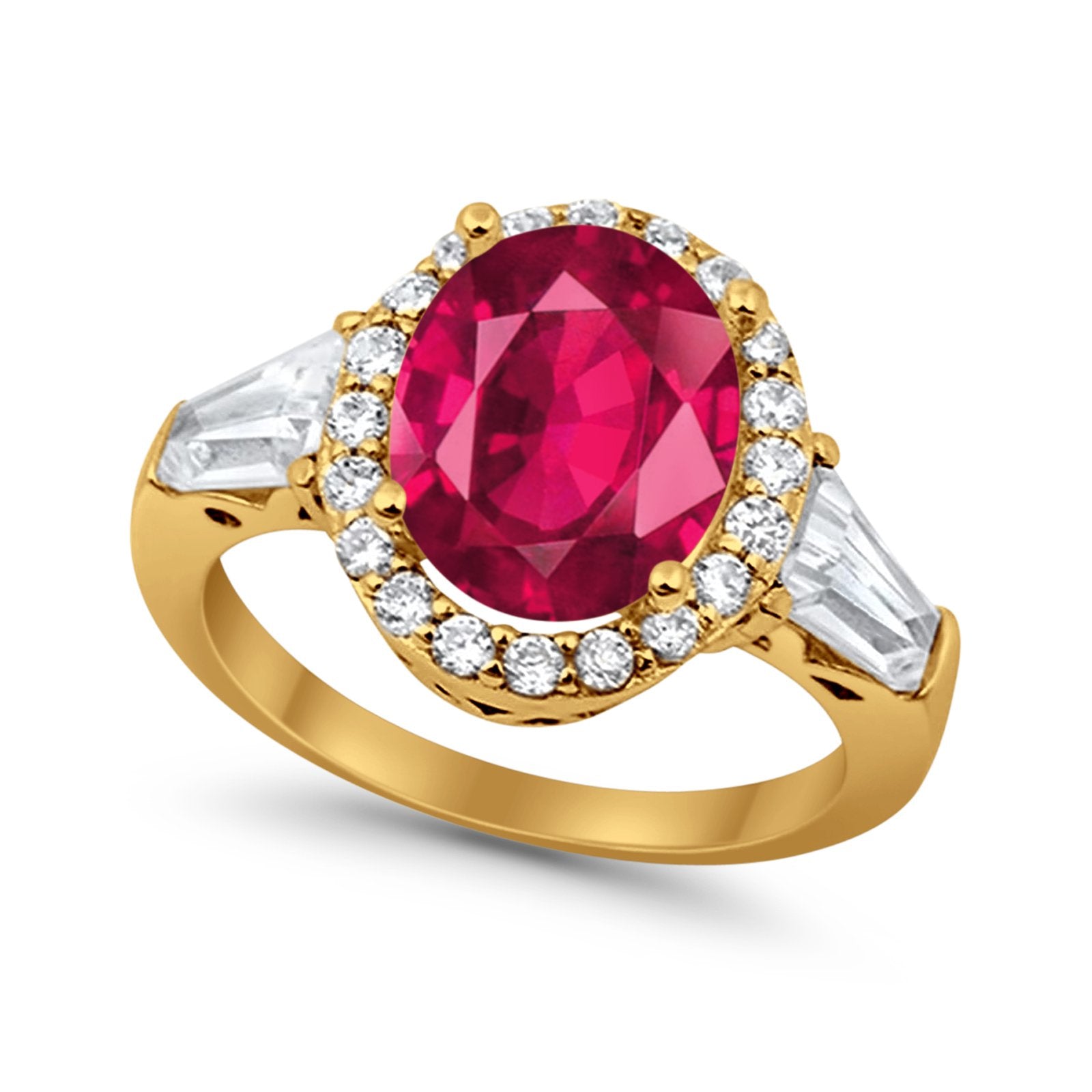 Halo Fashion Ring Round Baguette Simulated CZ 925 Sterling Silver