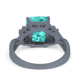 Wedding Ring Emerald Cut Simulated Cubic Zirconia 925 Sterling Silver