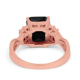 Wedding Ring Emerald Cut Simulated Cubic Zirconia 925 Sterling Silver