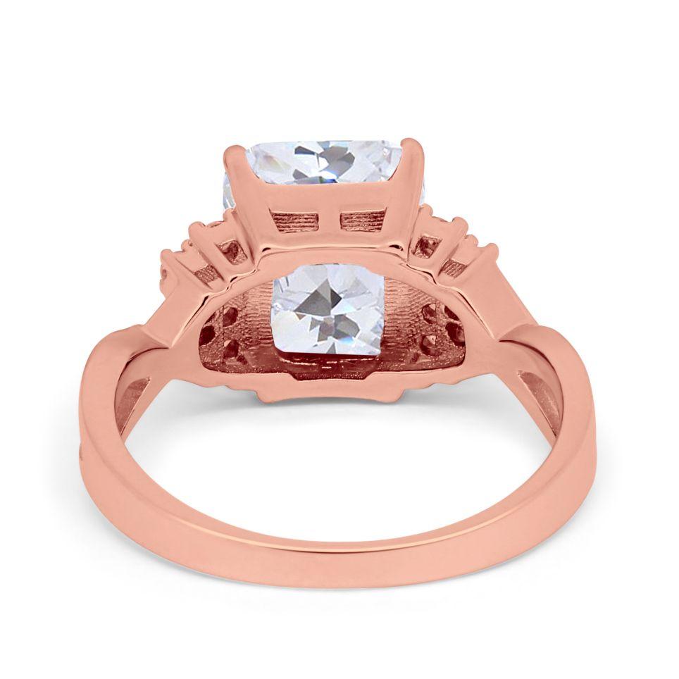 Wedding Ring Emerald Cut Simulated Cubic Zirconia 925 Sterling Silver